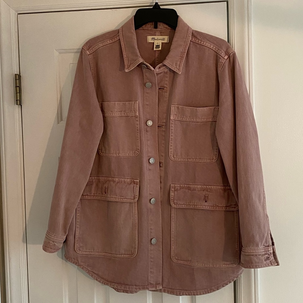 Ashford garment dyed chore jacket in vintage pearl (mauve)